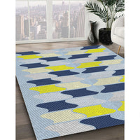 Patterned Azure Blue Modern Rug, pat3925