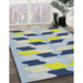 Patterned Azure Blue Modern Rug in Family Room, pat3925