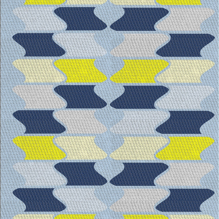 Patterned Azure Blue Modern Rug, pat3925