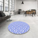 Round Patterned Sky Blue Rug in a Office, pat3926blu