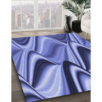 Patterned Denim Blue Rug, pat3927blu