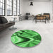 Round Patterned Green Rug in a Office, pat3927grn