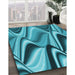 Patterned Dark Cyan Green Rug in Family Room, pat3927lblu