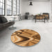 Round Patterned Orange Rug in a Office, pat3927org