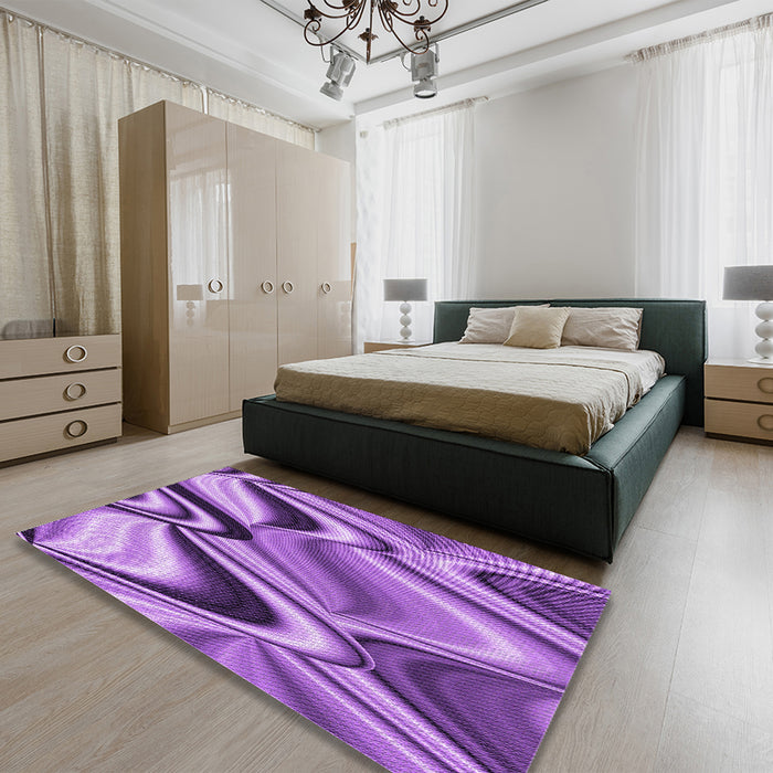 Round Machine Washable Transitional Violet Purple Rug in a Office, wshpat3927pur