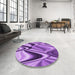 Round Patterned Violet Purple Rug in a Office, pat3927pur