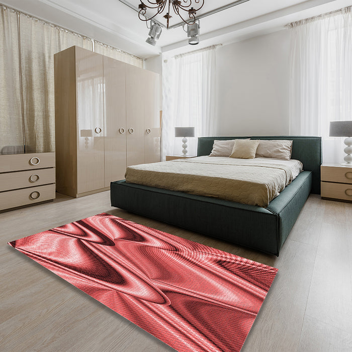 Patterned Red Rug in a Bedroom, pat3927rd