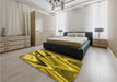 Patterned Dark Bronze Brown Rug in a Bedroom, pat3927yw