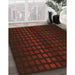 Patterned Saffron Red Rug in Family Room, pat3928org