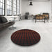 Round Machine Washable Transitional Sepia Brown Rug in a Office, wshpat3928