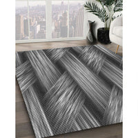 Patterned Black Rug, pat3929gry