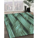 Patterned Mint Green Rug in Family Room, pat3929lblu