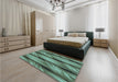 Patterned Mint Green Rug in a Bedroom, pat3929lblu