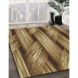 Patterned Dark Bronze Brown Novelty Rug in Family Room, pat3929