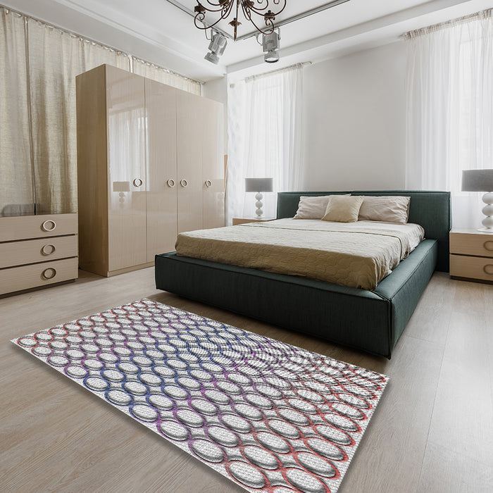 Patterned Gray Novelty Rug in a Bedroom, pat392