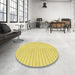 Round Patterned Yellow Rug in a Office, pat393yw