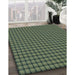 Patterned Army Green Rug in Family Room, pat3930lblu