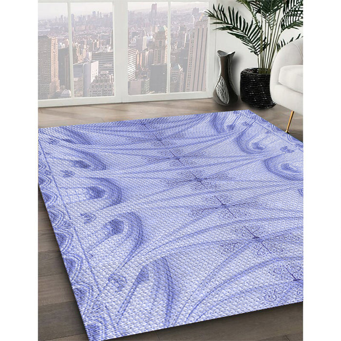 Patterned Sky Blue Rug in Family Room, pat3931blu