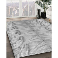 Patterned Platinum Silver Gray Rug, pat3931gry