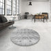 Round Patterned Platinum Silver Gray Rug in a Office, pat3931gry