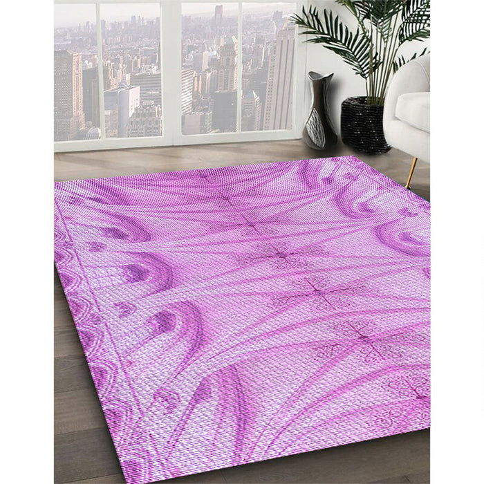 Patterned Blossom Pink Rug in Family Room, pat3931pur
