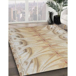 Machine Washable Transitional Dark Almond Brown Rug in a Family Room, wshpat3931