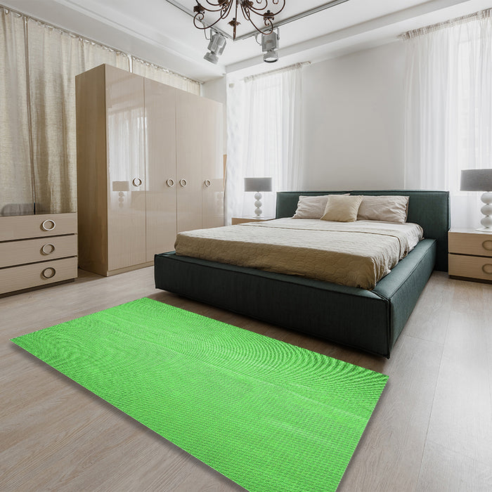 Round Machine Washable Transitional Neon Green Rug in a Office, wshpat3932grn