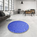 Round Patterned Sky Blue Rug in a Office, pat3933blu