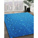 Patterned Blue Rug in Family Room, pat3933lblu