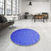 Round Patterned Light Slate Blue Rug in a Office, pat3933pur