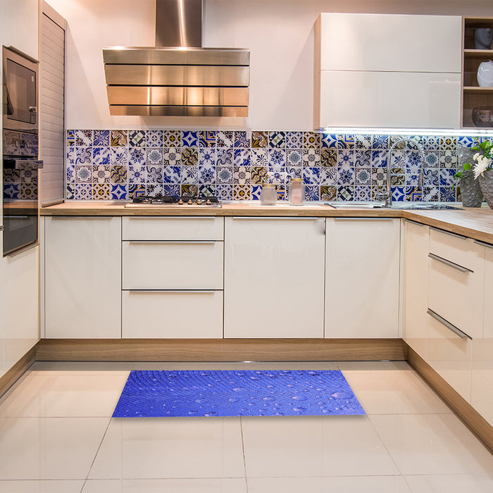 Patterned Light Slate Blue Rug in a Kitchen, pat3933pur