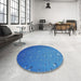 Round Patterned Blue Novelty Rug in a Office, pat3933