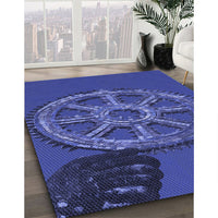 Patterned Cobalt Blue Rug, pat3934blu