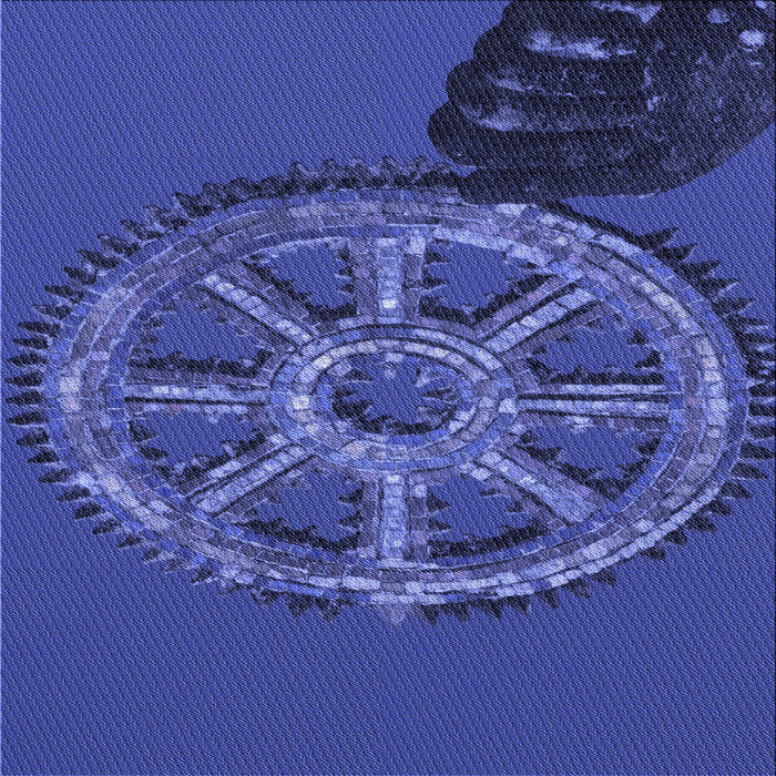 Round Machine Washable Transitional Cobalt Blue Rug, wshpat3934blu