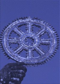Machine Washable Transitional Cobalt Blue Rug, wshpat3934blu