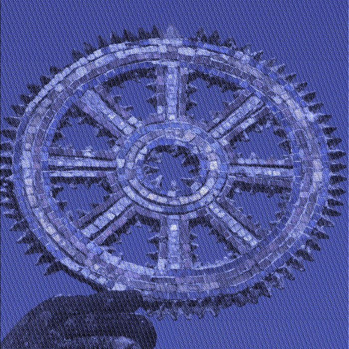 Machine Washable Transitional Cobalt Blue Rug, wshpat3934blu