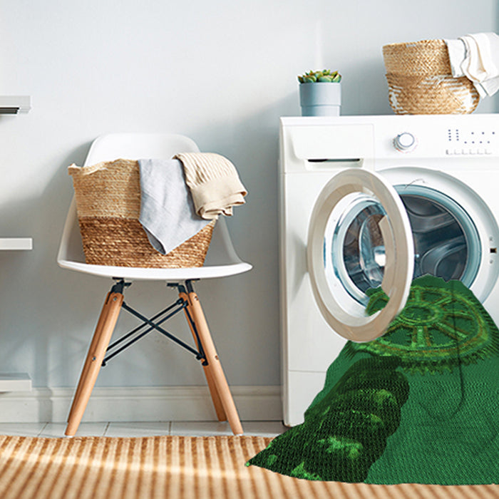 Machine Washable Transitional Deep Emerald Green Rug in a Washing Machine, wshpat3934grn