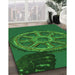 Machine Washable Transitional Deep Emerald Green Rug in a Family Room, wshpat3934grn