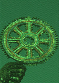 Machine Washable Transitional Deep Emerald Green Rug, wshpat3934grn