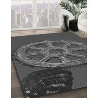 Patterned Dark Gray Black Rug, pat3934gry