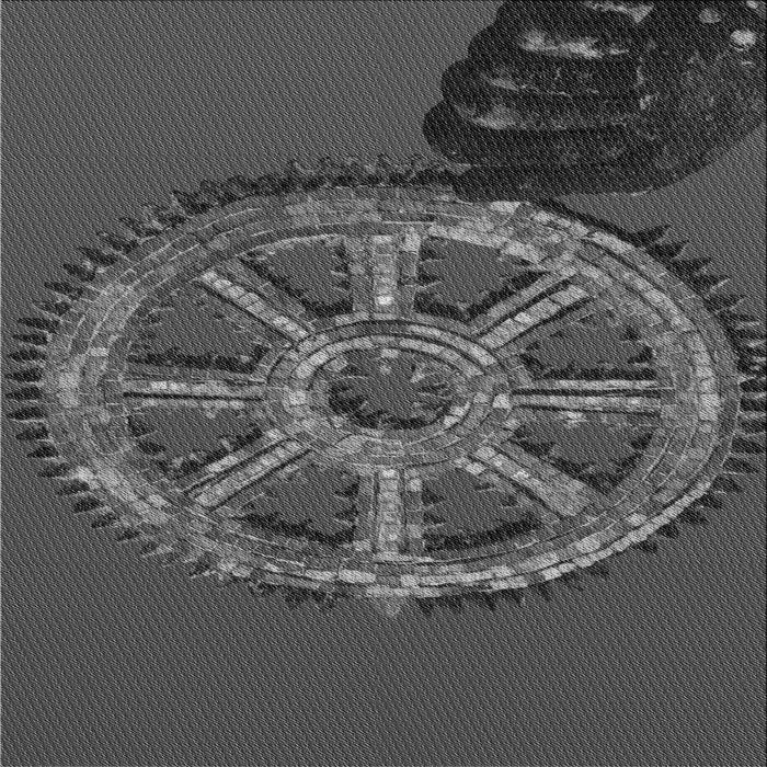 Round Patterned Dark Gray Black Rug, pat3934gry