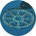 Square Patterned Deep Sky Blue Rug, pat3934lblu