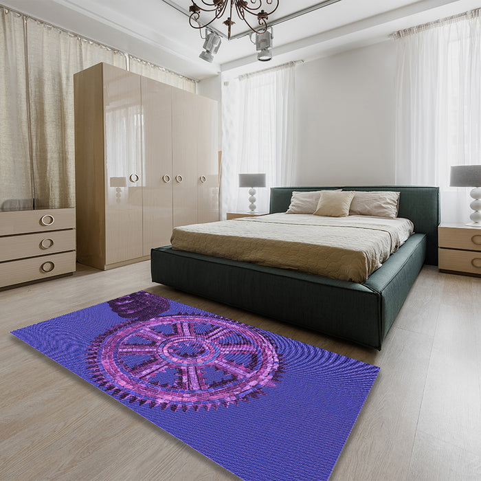 Patterned Purple Rug in a Bedroom, pat3934pur