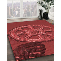 Patterned Tomato Red Rug, pat3934rd