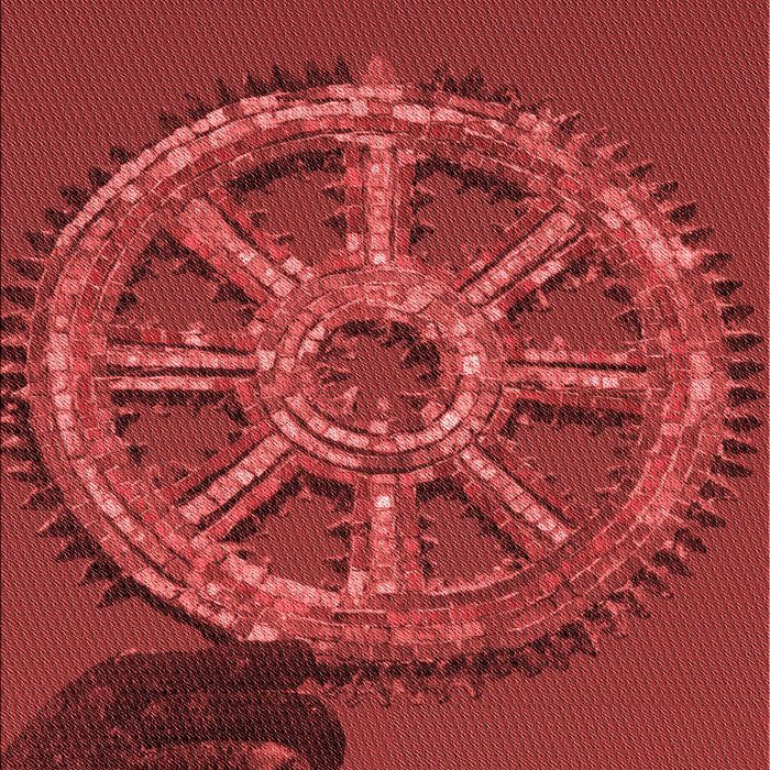 Patterned Tomato Red Rug, pat3934rd