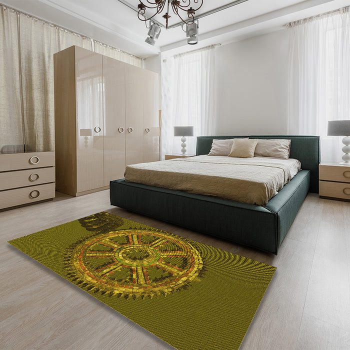 Patterned Bakers Brown Rug in a Bedroom, pat3934yw