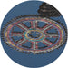 Sideview of Patterned Steel Blue Novelty Rug, pat3934