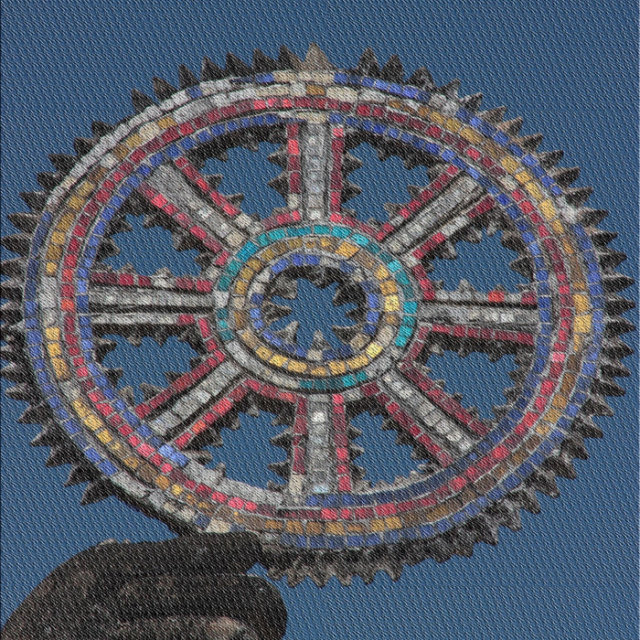 Patterned Steel Blue Novelty Rug, pat3934