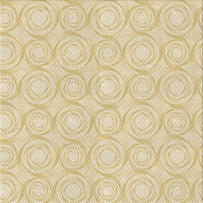 Round Patterned Khaki Gold Rug, pat3937brn