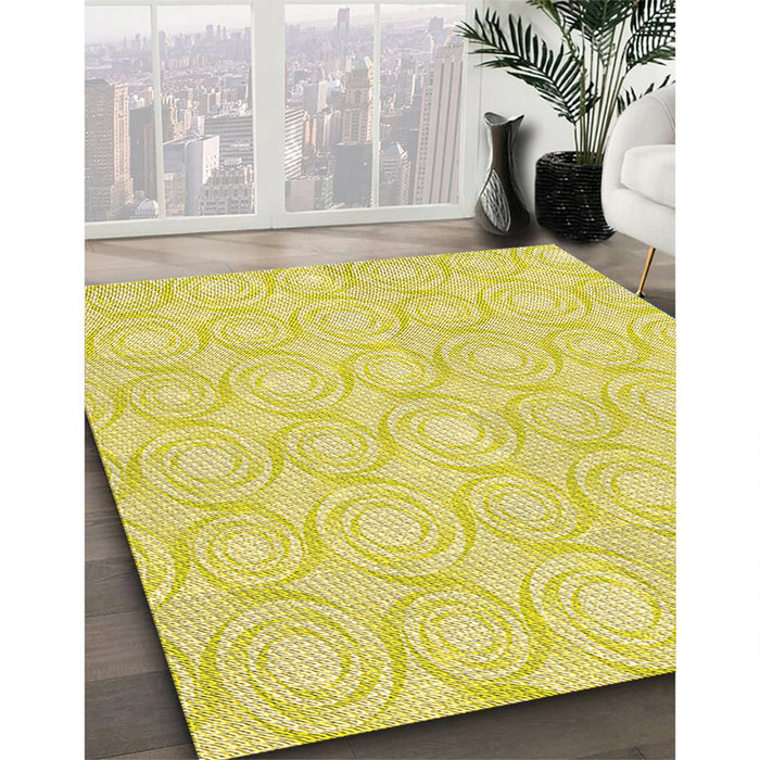 Machine Washable Transitional Golden Brown Yellow Rug in a Family Room, wshpat3937yw